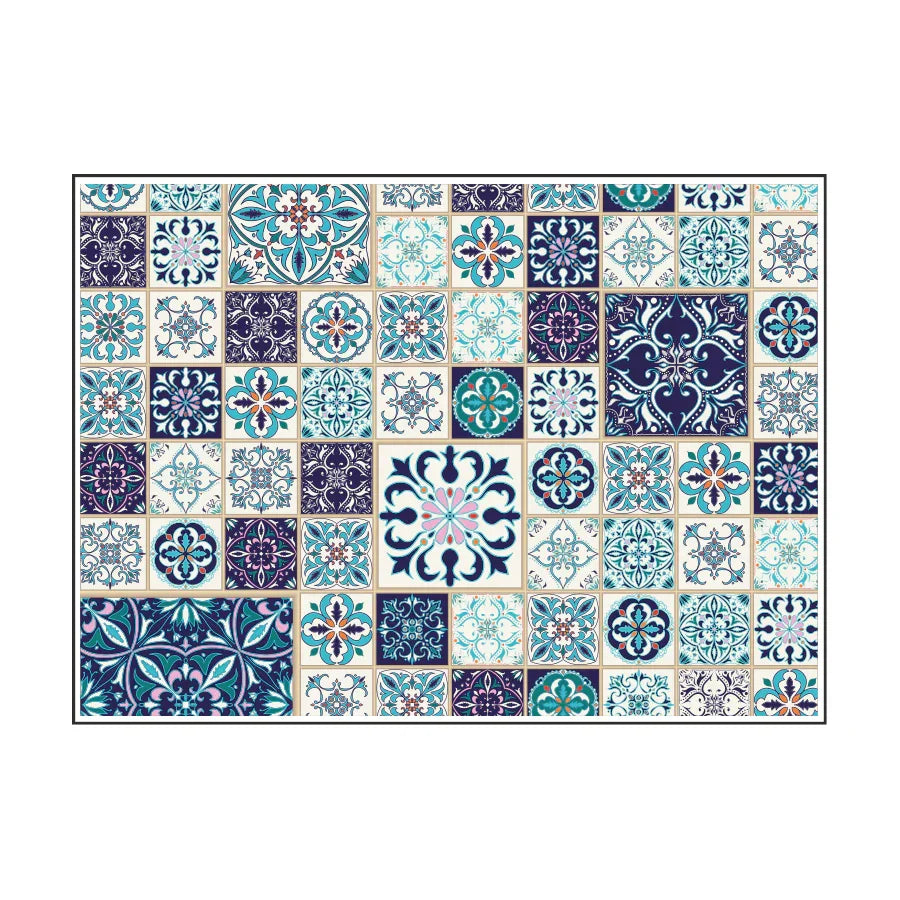 Toalhas de Mesa Offset Impressas Decoradas com padrão Azulejos Lisboa em cores vibrantes e detalhes decorativos.