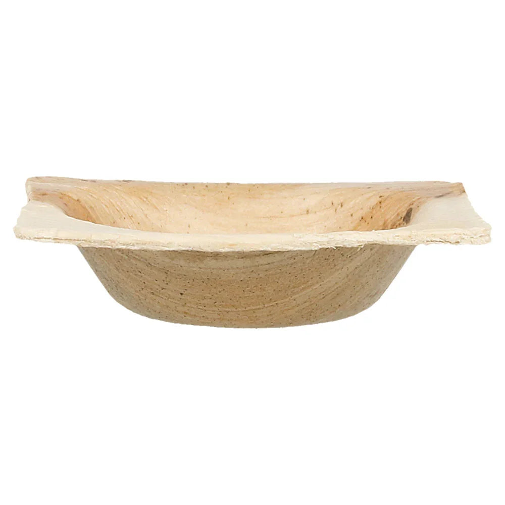 Mini Tijela de Folha de Palmeira Areca, 5x5cm, embalagem com 25 unidades, ideal para serviço de catering.