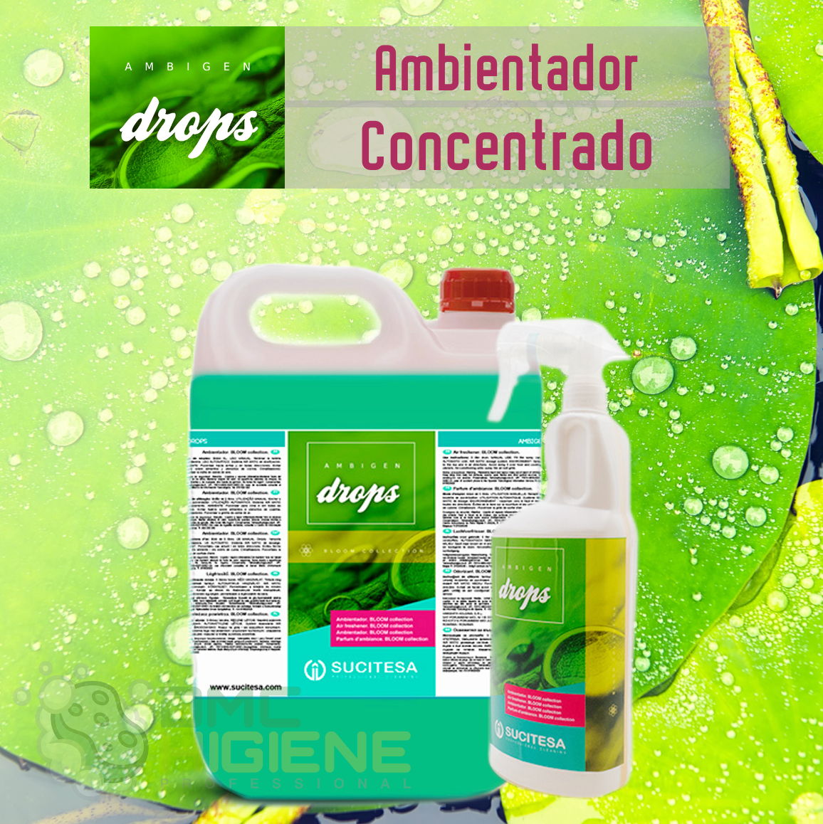 AMBIGEN DROPS 750ml 5L Ambientador Liquido Profissional Concentrado Limpezas