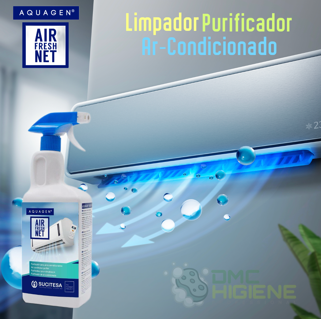 AQUAGEN AIRFRESH NET Detergente Limpador Ambientador Ar Condiconado Spray Profissional 750ml Empresas