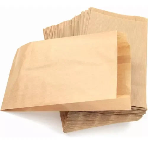 Saqueta Papel Kraft 18+7x35cm Take Away Compras Padaria Pastelaria Pão Sandes Bolos Restaurante