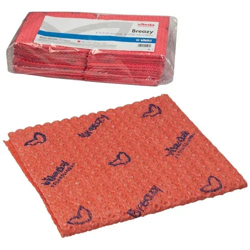 Pano Esponja Vileda Breazy Profissional Super Absorvente Cozinhas HACCP Cor Vermelha
