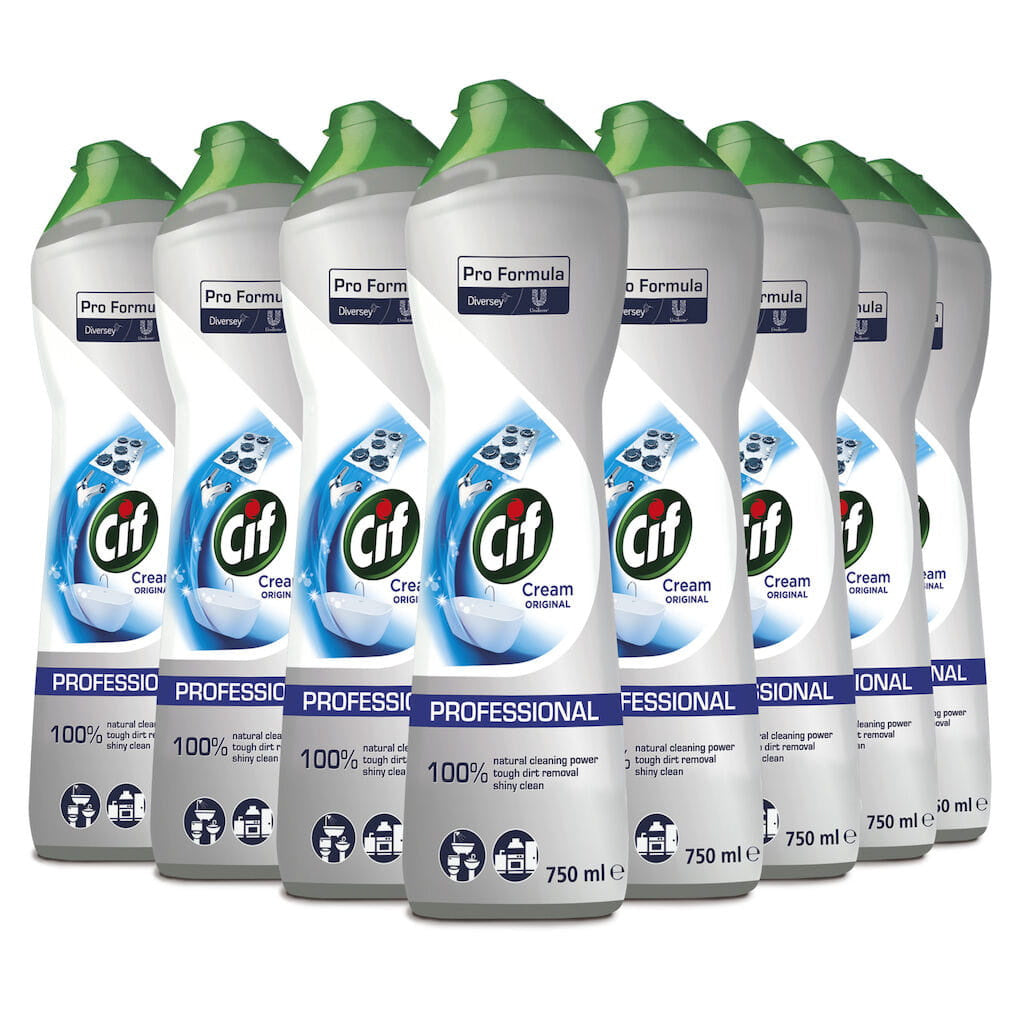 CIF PRO CREME ORIGINAL Creme Profissional Garrafa 750ml Detergente Concentrado Empresas Caixa 8 Unidades
