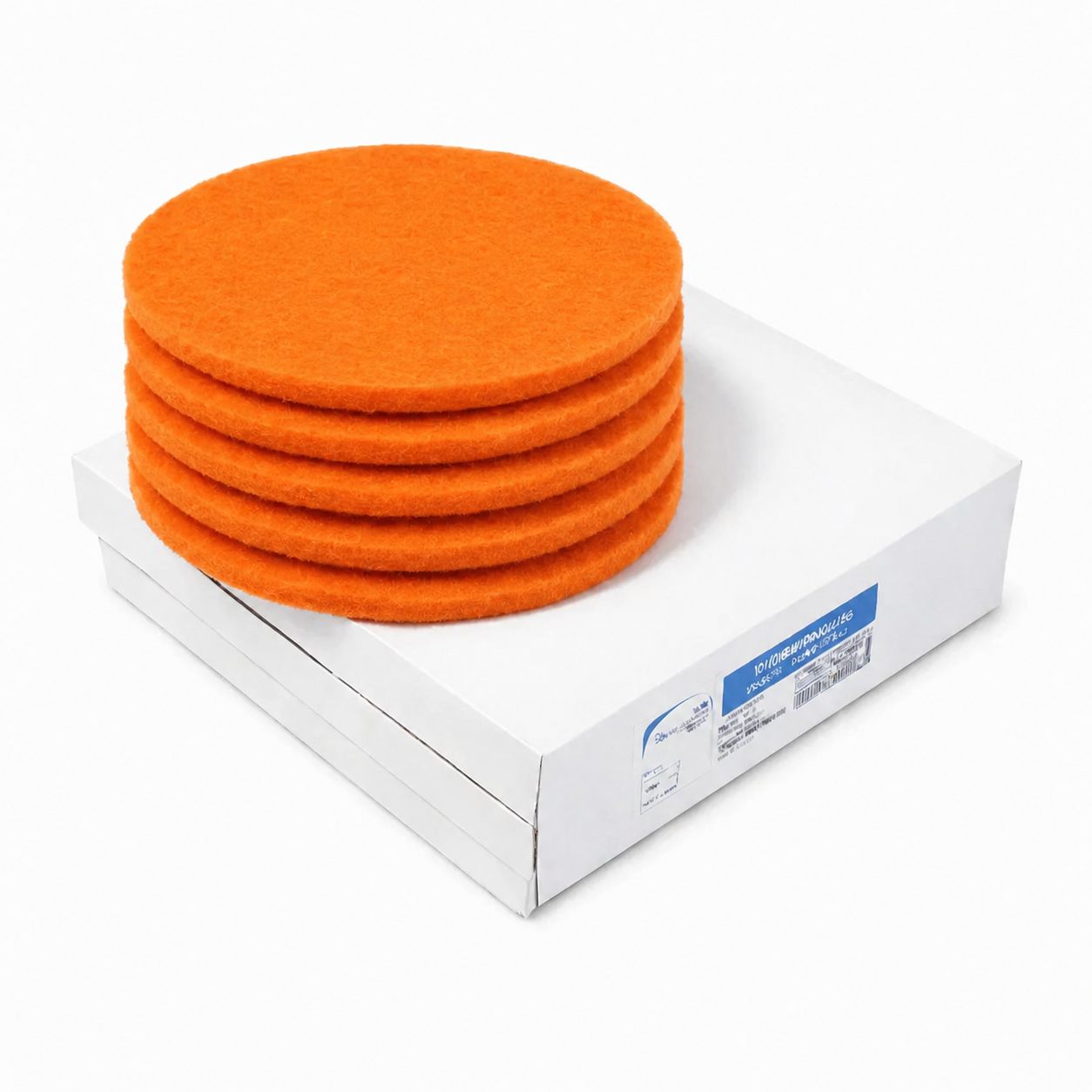 Discos Abrasivos Pavimentos Rubi em caixa, ideal para polimento de pavimentos com máquinas rotativas, 5 unidades.