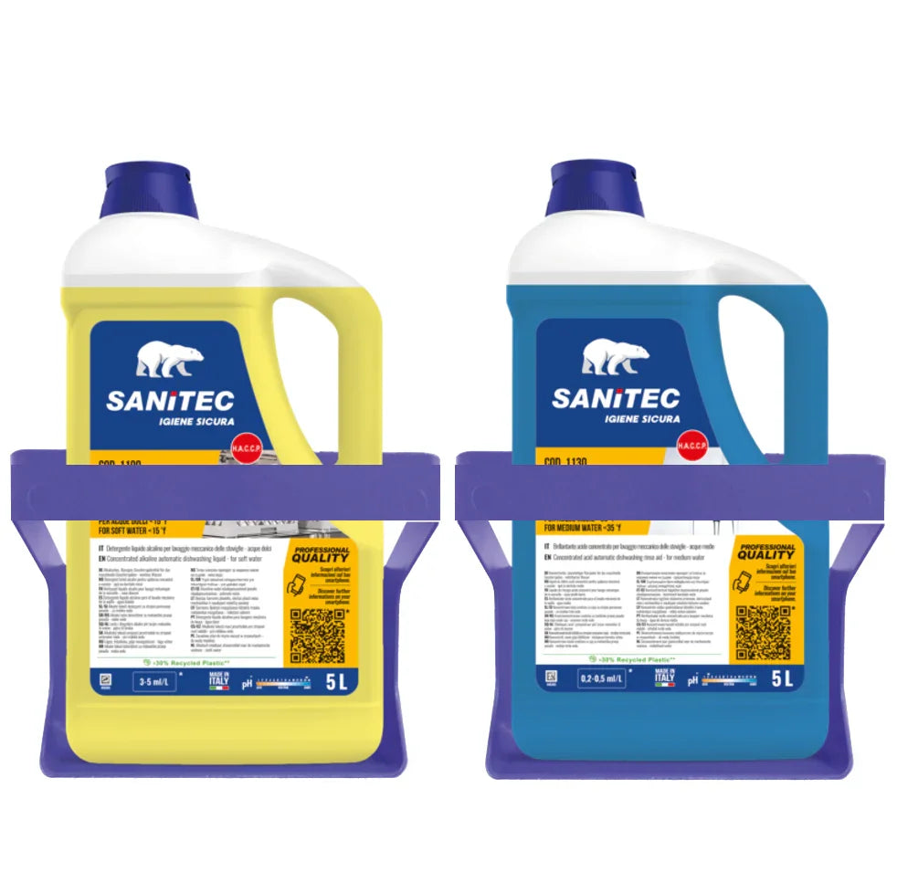 Suporte de Parede para Garrafões de Detergente Profissionais com uso de garrafões de detergente da marca SANITEC