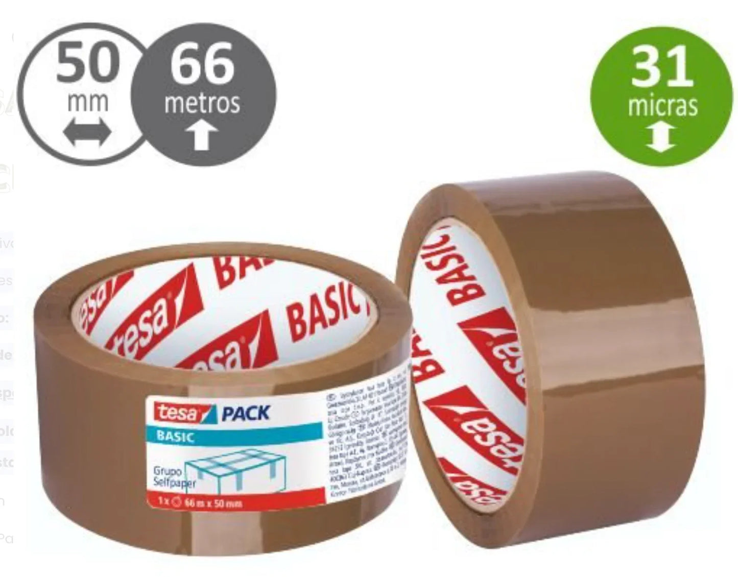 Fita Cola Industrial Tesa Pack - Rolo 66 Metros em castanha, largura de 50 mm, ideal para usos industriais.