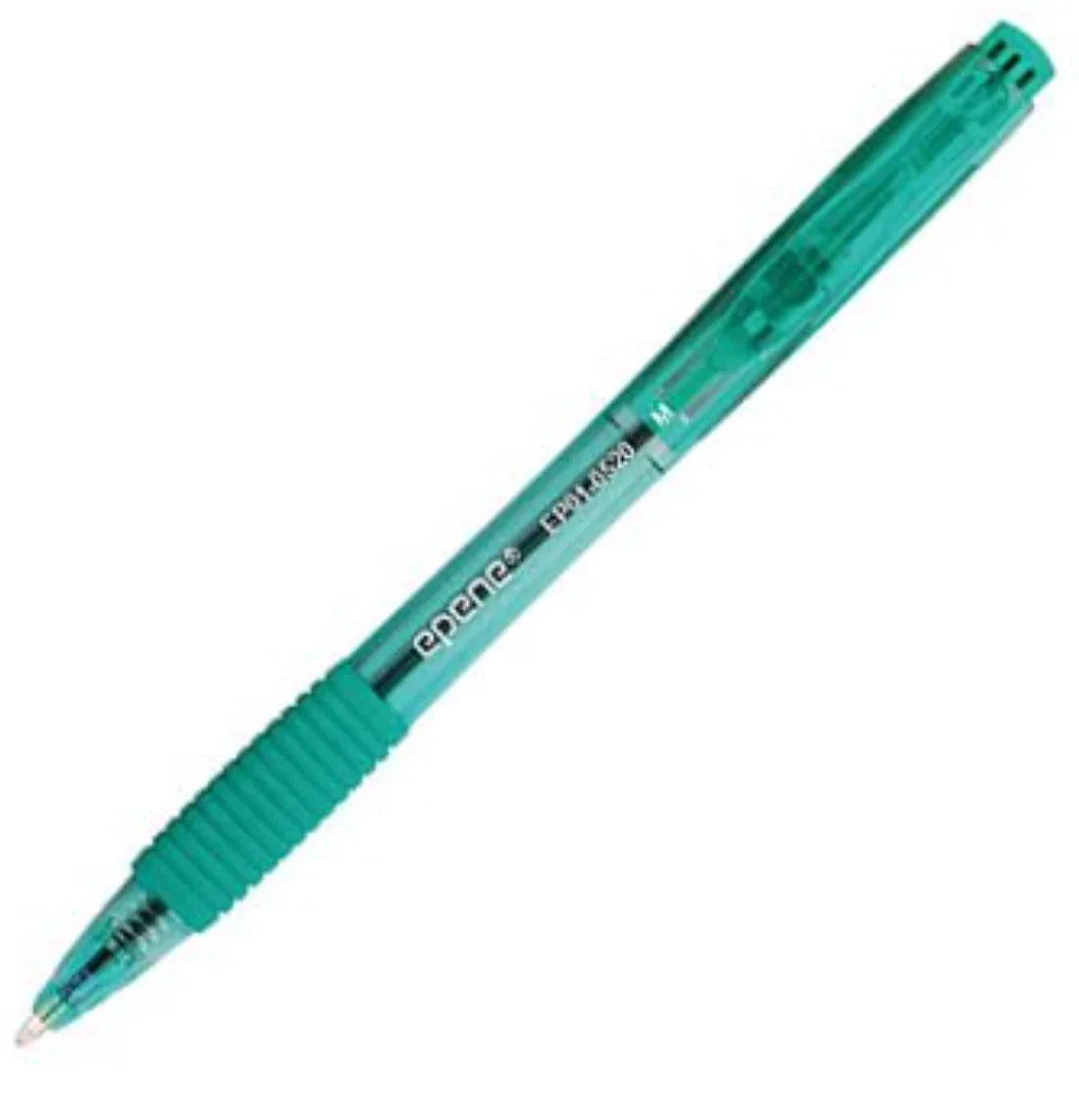 Esferográfica Retrátil EPENE BALL POINT 1.0 na cor Verde, com corpo translúcido e grip ergonômico.
