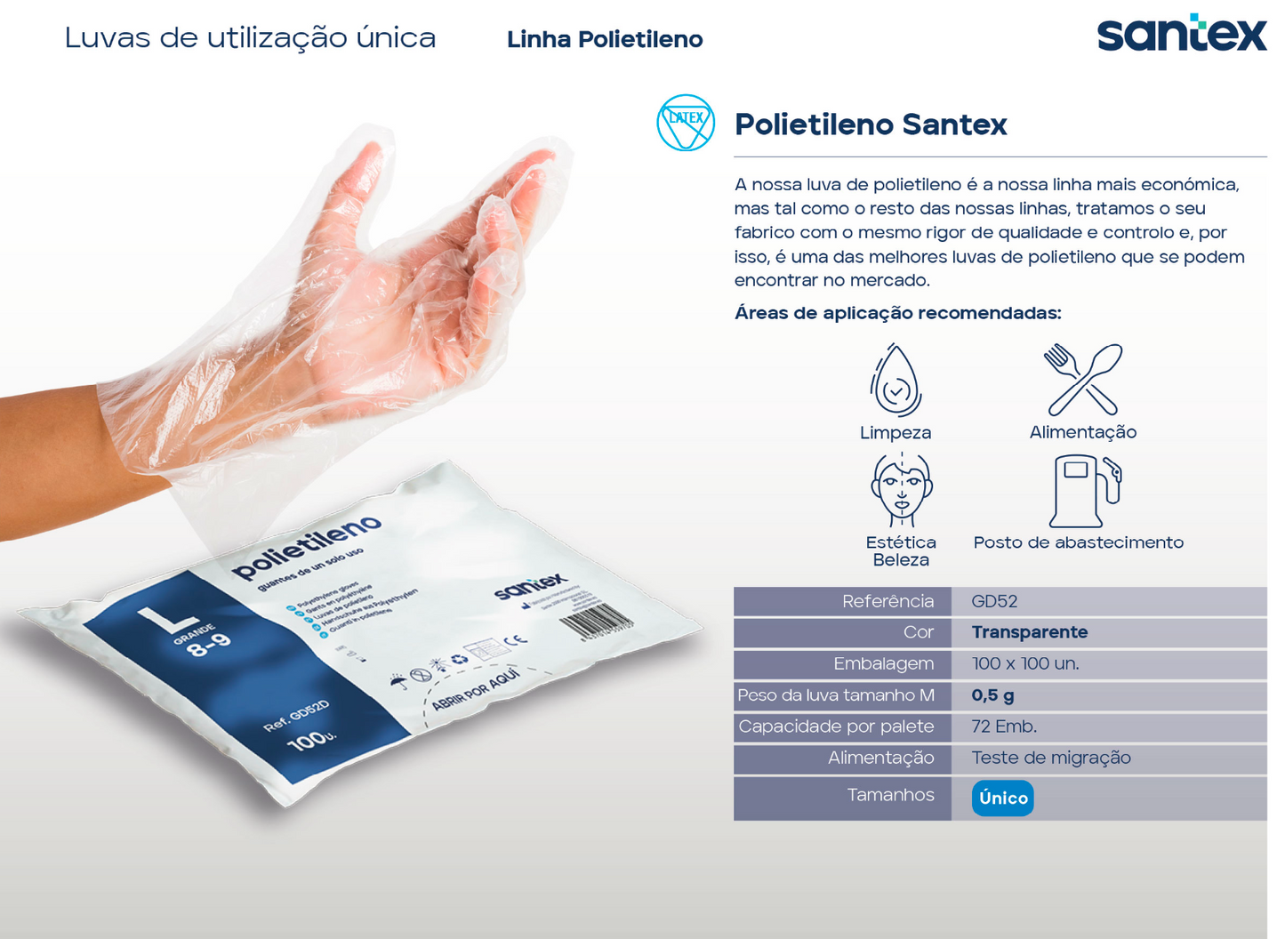 DELFI PRO LPD Luva Polietileno Descartável