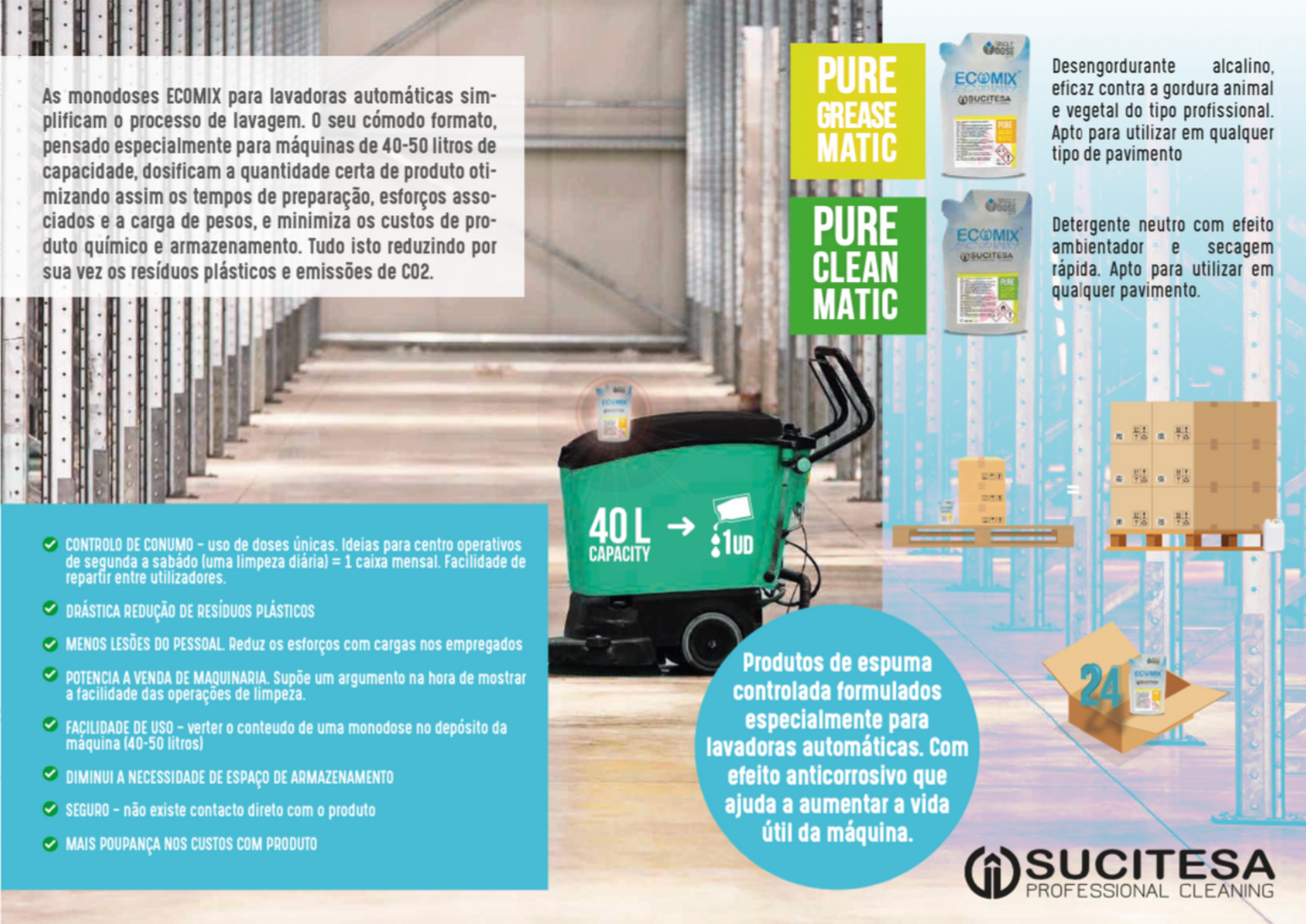 ECOMIX PURE GREASEMATIC Detergente Alcalino Autolavadoras