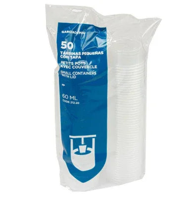 Molheira PP com Tampa 60ml | Pack com 50 unidades de recipientes descartáveis para molhos e condimentos.