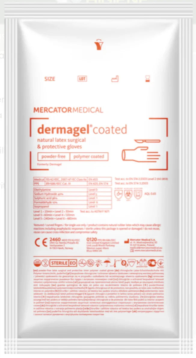 LUVAS LATEX ESTERILIZADAS Setor Hospitalar Médico 1 Par Individual Tamanho 7.5 Luva Descartável Caixa