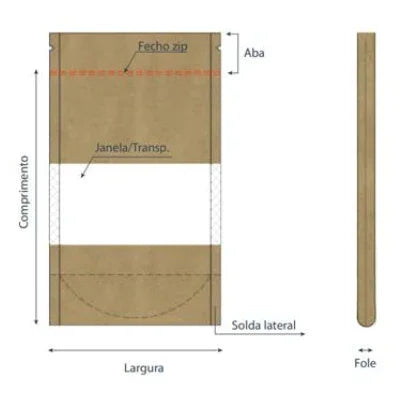 Saqueta Papel Doypack Janela 500ml