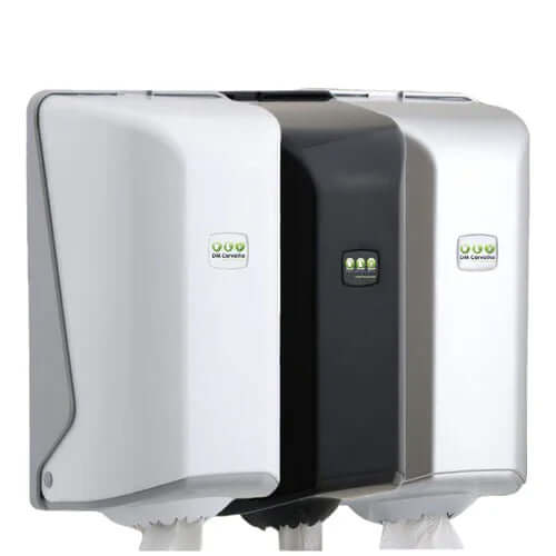 Dispensador Rolo Papel Espiral Mini Branco Preto Cinzento Plástico ABS Compacto Pequeno Empresas