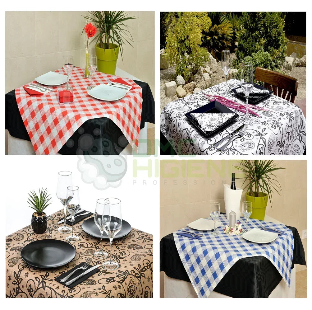Toalhas de Mesa Decoradas em Bloco Xadrez em várias cores e padrões, ideais para decoração e proteção.