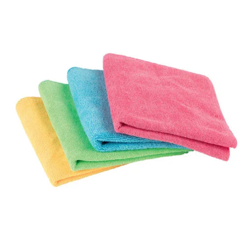 Pano Microfibra 4 Cores Azul Verde Vermelho Rosa Amarelo HACCP Sistema Limpeza Superfícies Profissional Empresas Pack 12 Panos