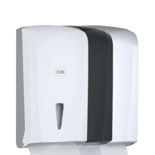 Dispensador Toalhas Mão Zig-Zag XL Branco Preto Cinzento Plástico ABS Barato Económico Casa Banho Empresas