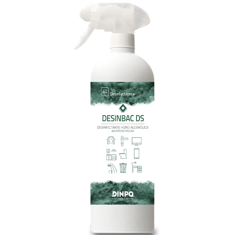 DINPQ DESINBAC DS Detergente Desinfetante Hidroalcoólico Concentrado Profissional Garrafa Spray 1000ml