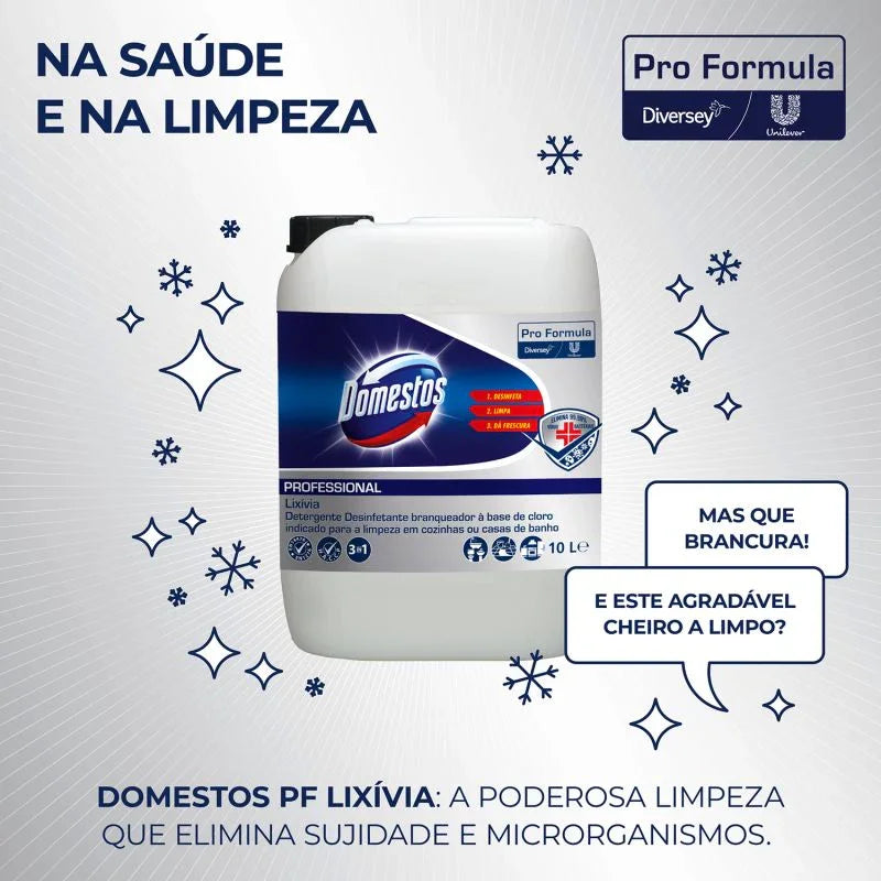 Flyer comercial de Domestos Lixívia com Detergente Profissional 10 Litros