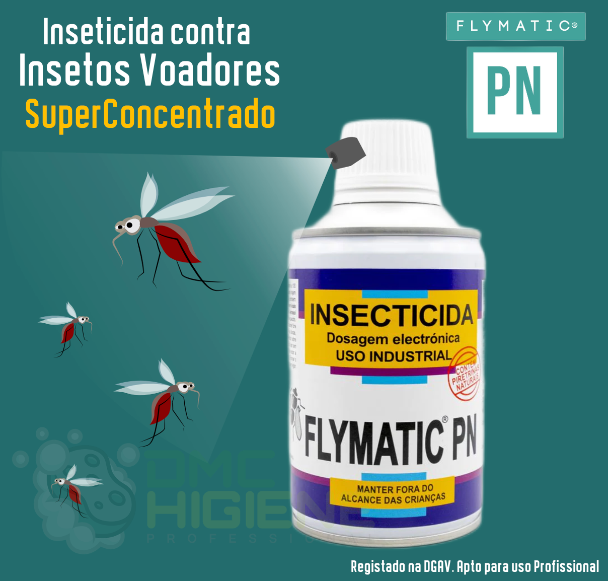 FLYMATIC PN Inseticida Voadores Profissional Concentrado 335ml Aparelho Doseador Temporizador