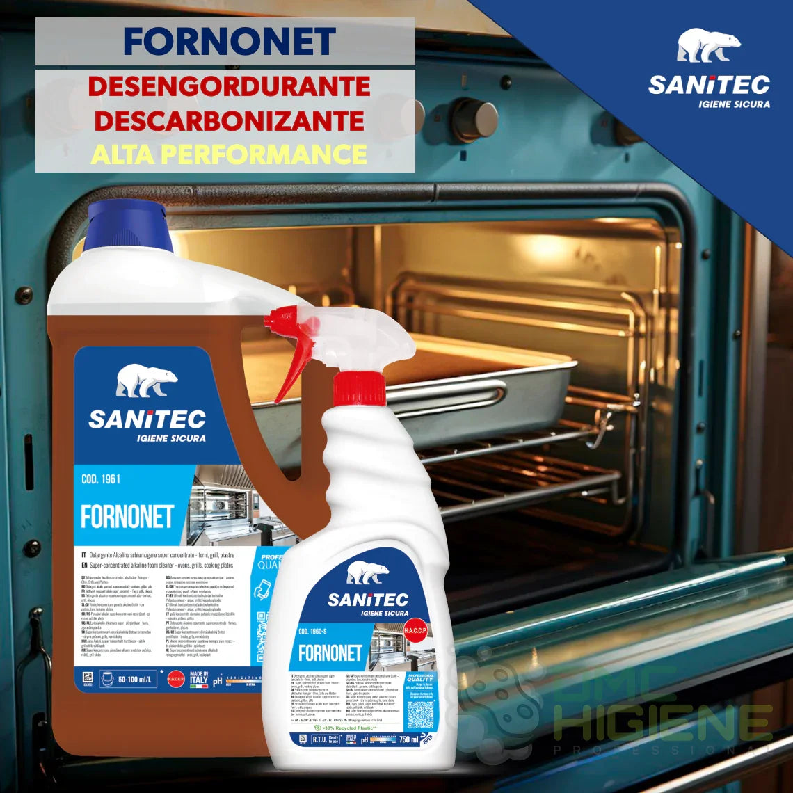 SANITEC FORNONET Desengordurante Profissional Extra Forte Spray Garrafão 5 Litros Concentrado