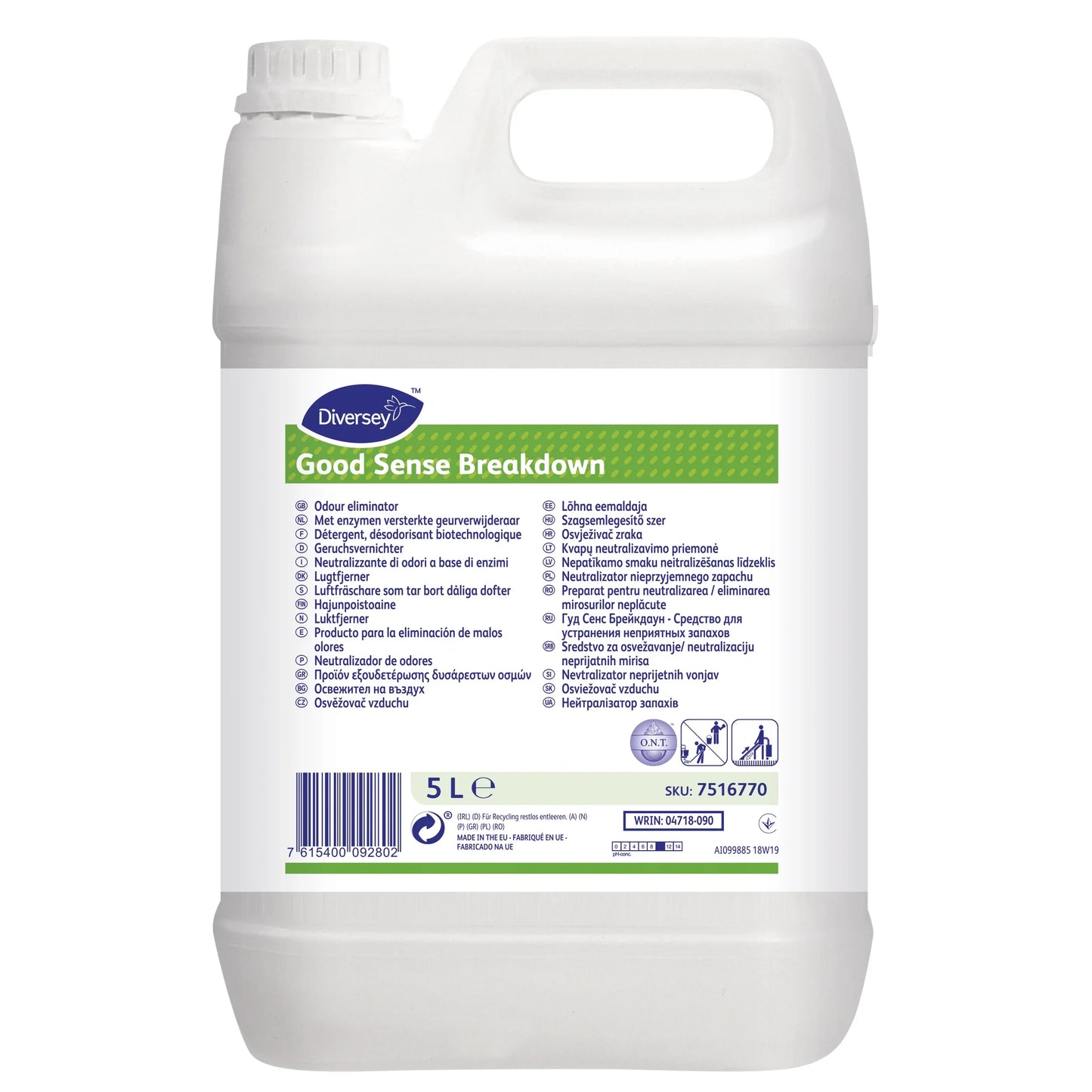 Garrafão de Neutralizador de Odores Industrial 5L da marca GOOD SENSE BREAKDOWN produto do fabricante DIVERSEY