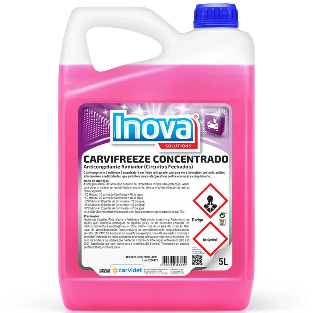 AntiCongelante Concentrado para Radiador 5 Litros - Inova Carvifreeze C em embalagem de 5L