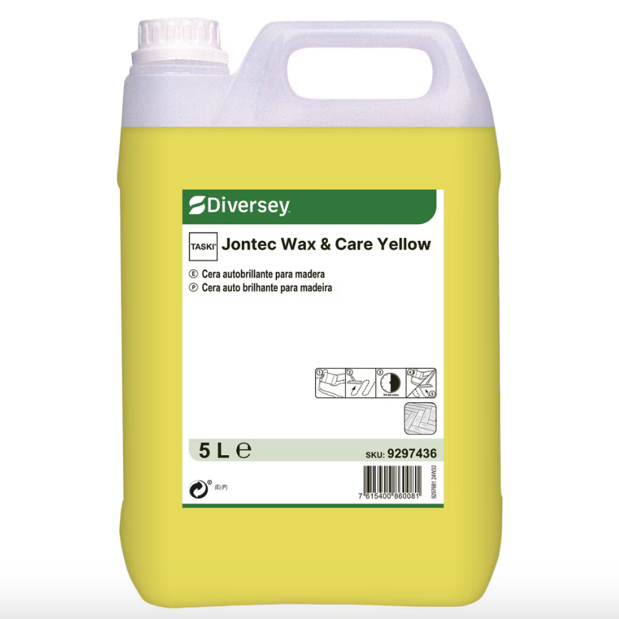 JONTEC WAX & CARE YELLOW Cera Autobrilhante Madeiras Cortiça Parquet Profissional DIVERSEY JONWAX Empresas Limpeza