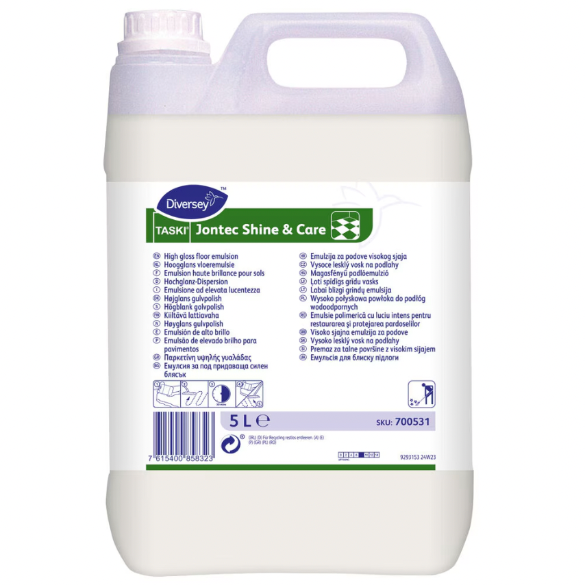 TASKI JONTEC SHINE & CARE ETERNUM Cera Autobrilhante Pavimentos Profissional Alto Brilho Empresas Garrafão 5L