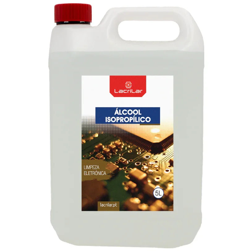 Garrafão de Álcool Isopropilico Profissional 5L da marca LACRILAR desenvolvido para limpeza de dispositivos eletrónicos