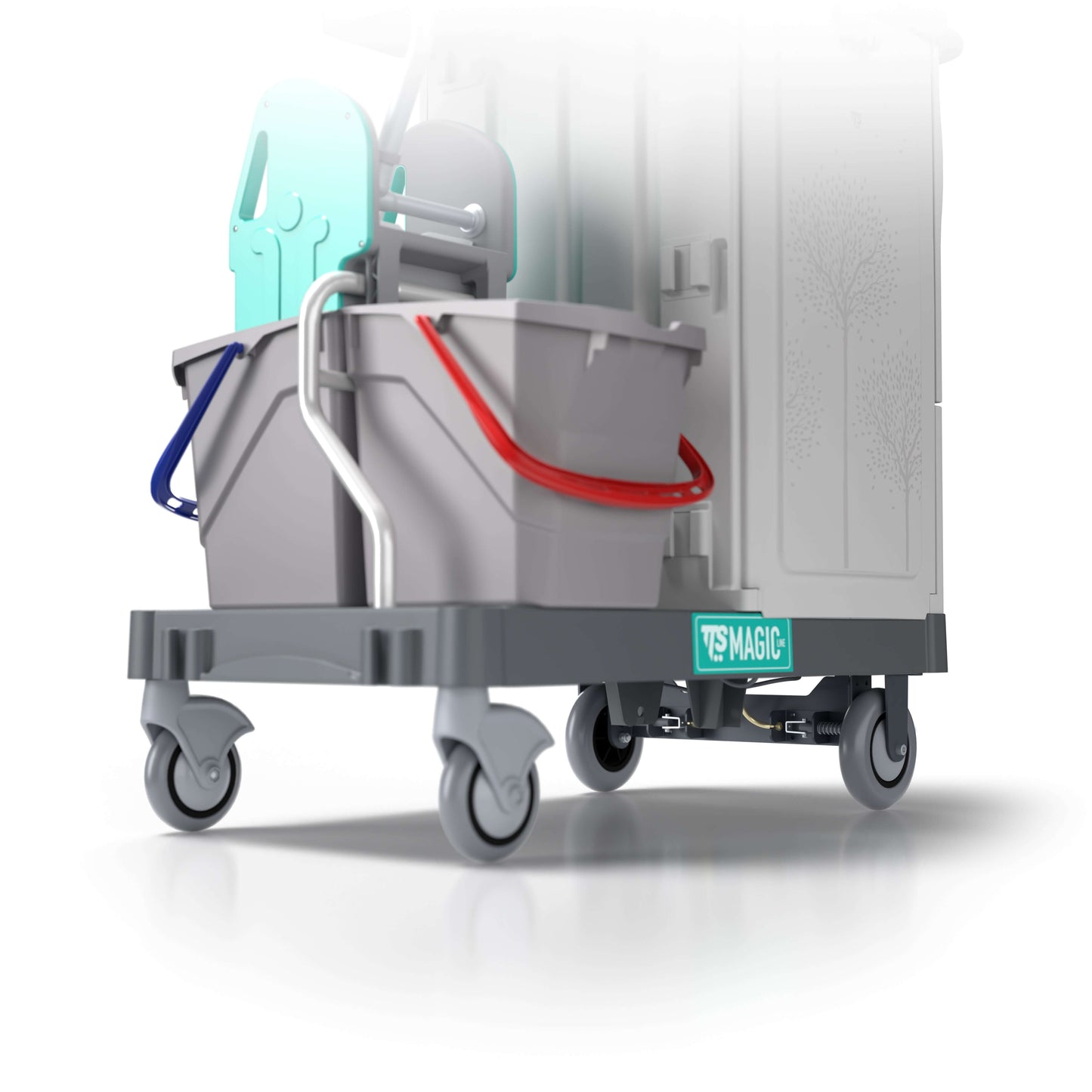 Carrinho Limpeza Piquete TTS Magic Line 350B com baldes e acessórios para limpeza eficiente.