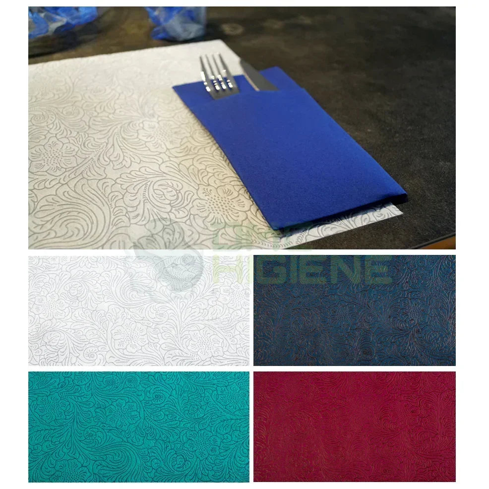 Toalhas de Mesa Individuais Airlaid Decoradas em várias cores com porta-talheres, 30x40cm, ideal para restauração.