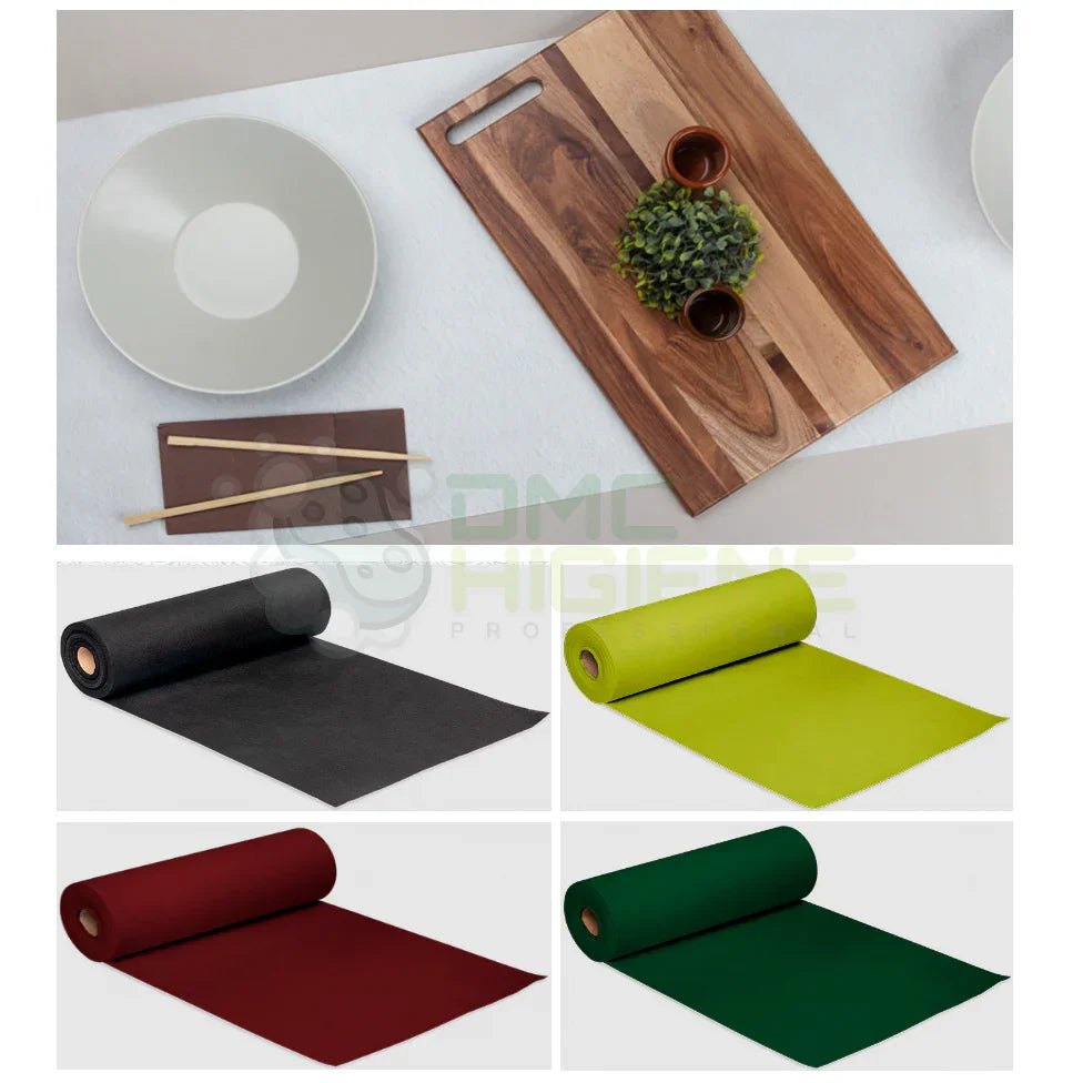 ROLO PAPEL TÊTE À TÊTE PRETO Toalhas de Mesa Papel Rolo Cores Tecido 48 Metros Pre Cortado