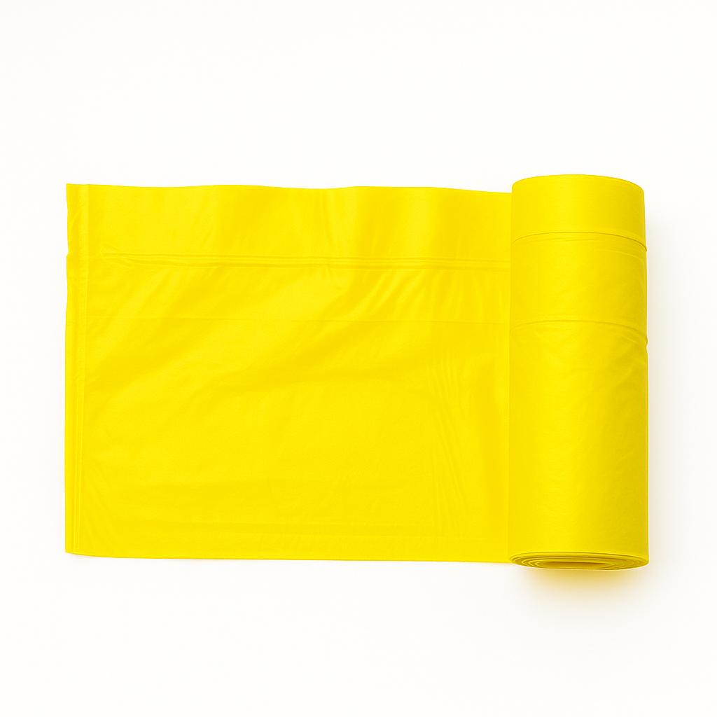 OPTILIGHT CFF 30L Saco Lixo Amarelo Cor Fecho Fácil Ecoponto Reciclagem 30 Litros 55x60cm Empresas Rolo 15 Sacos