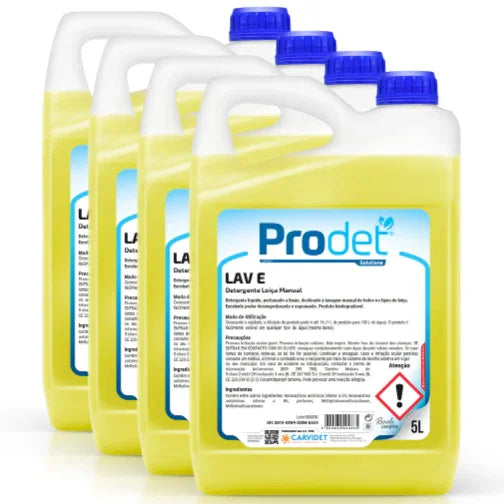 Detergente Loiça Manual Profissional Económico 5 Litros PRODET LAV-E CARVIDET GLOW Cozinhas Refeitórios Escolas Instituições