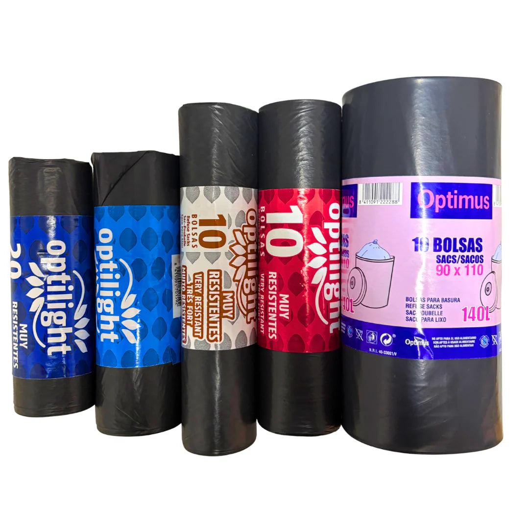 DELFI PRO OPTILIGHT B Sacos Lixo Pretos Profissionais 30L 50L 100L 120L 140L Rolo Empresas