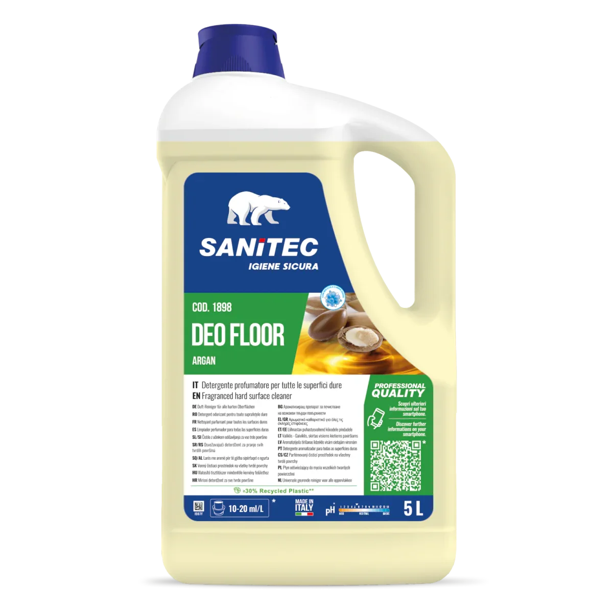 Detergente Pavimentos Neutro com Bioálcool 5 Litros Multiusos Perfumado Garrafão Uso Profissional Empresas Perfume Amêndoas de Argão