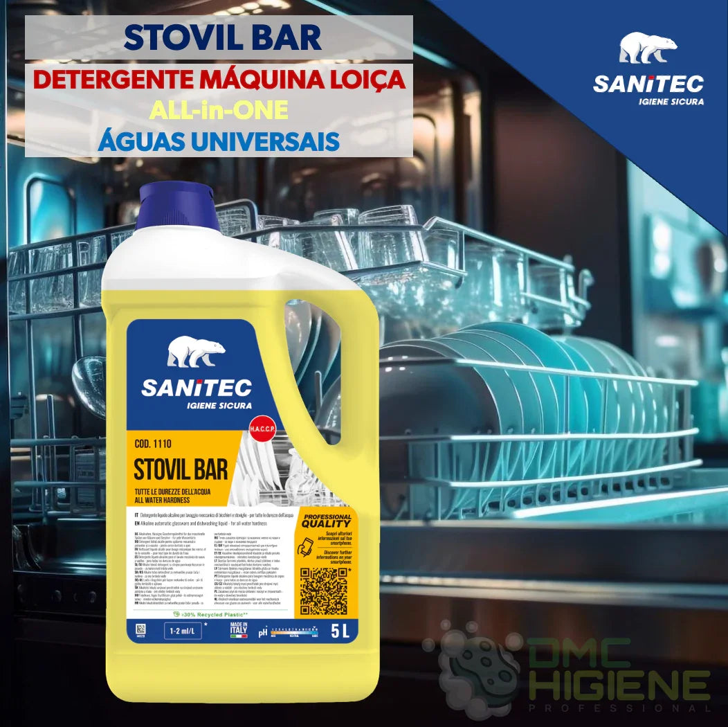imagem comercial promocional de Detergente Máquina da Loiça e Secante 2 em 1 Profissional da marca SANITEC STOVIL BAR