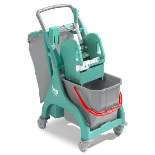 Carrinho Limpeza com Porta Saco Lixo TTS Nick Plus 10, carrinho profissional compacto e prático para limpeza.