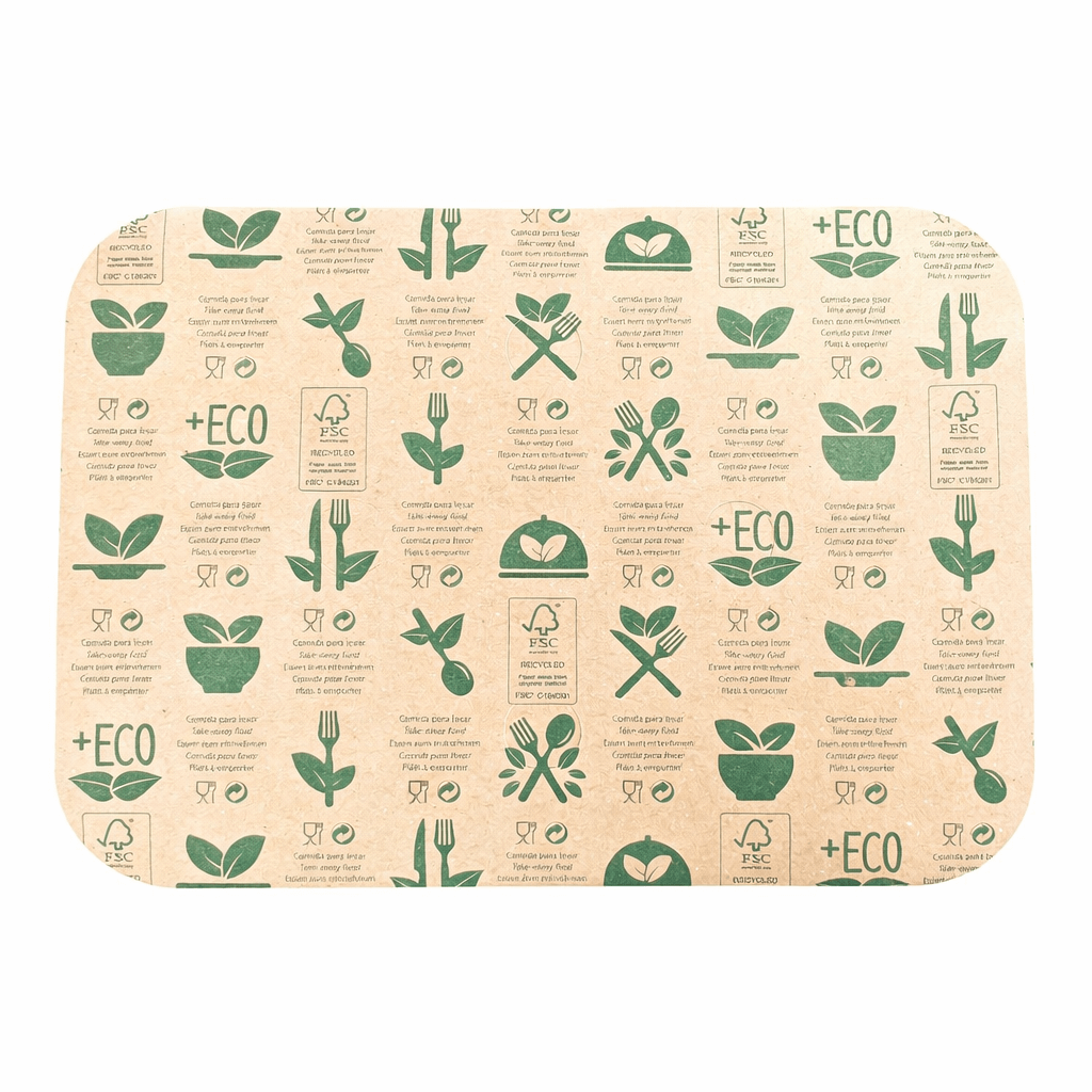 Tampa Kraft para Embalagem Alumínio Retangular 500ml 980ml 1500ml 2200ml Take Away Forma Comida Restaurante Churrasqueira