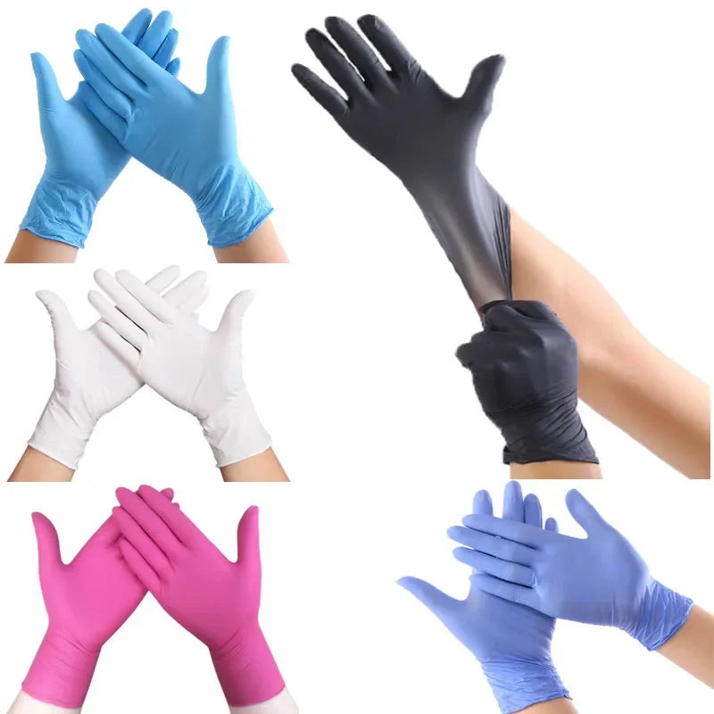 LUVAS DESCARTÁVEIS NITRILO VINIL LATEX PÓ NATURAL AZUL PRETA LARANJA
