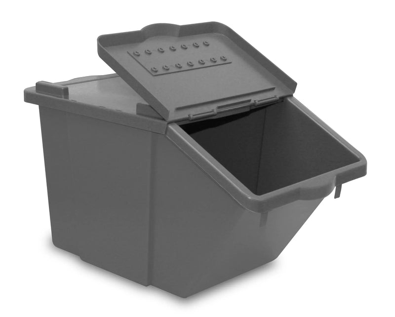 Caixote Lixo Reciclagem Empilhável 45L com tampa, ideal para organização e reciclagem em espaços reduzidos.