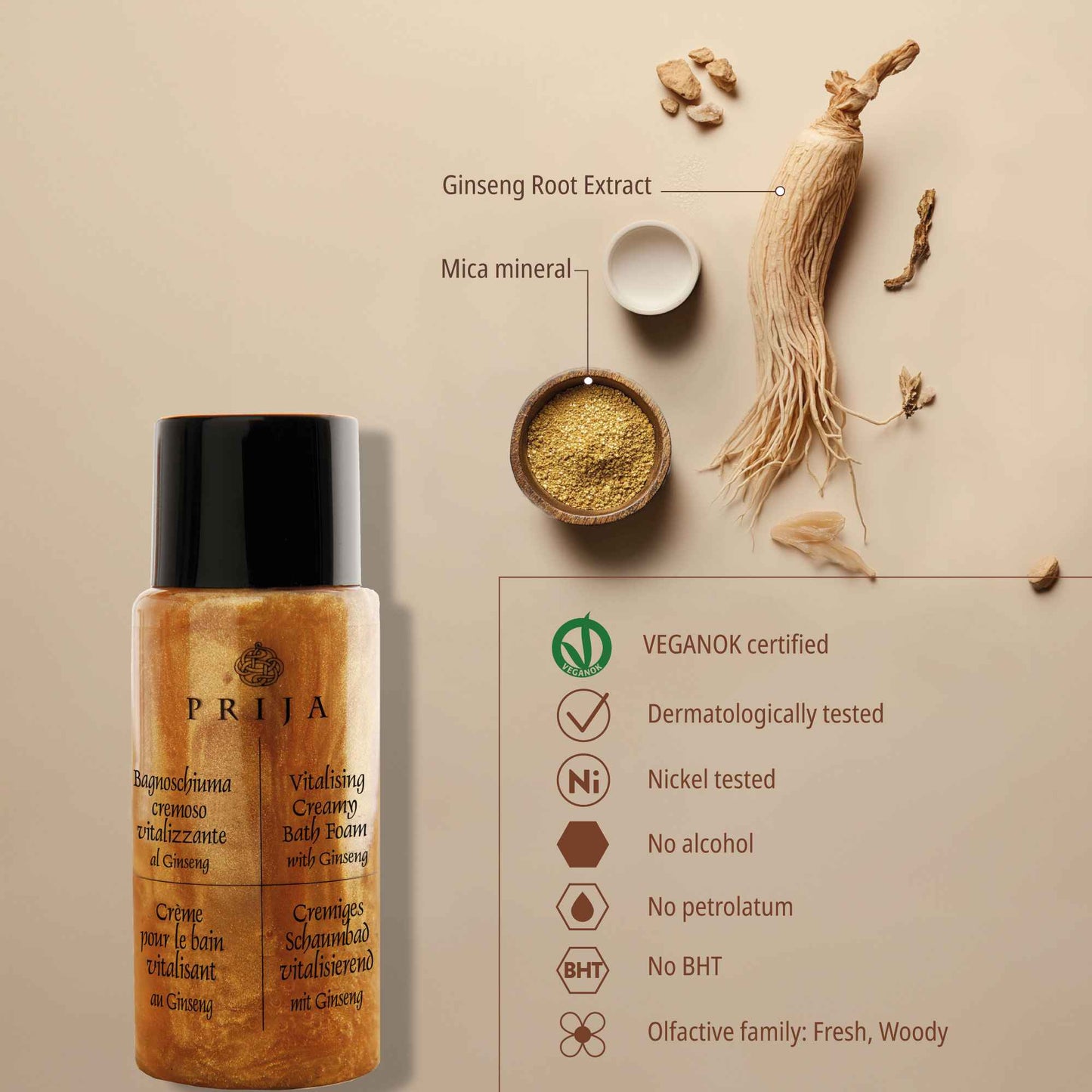 Gel de Banho Cremoso com Ginseng PRIJA 40ml (216un)