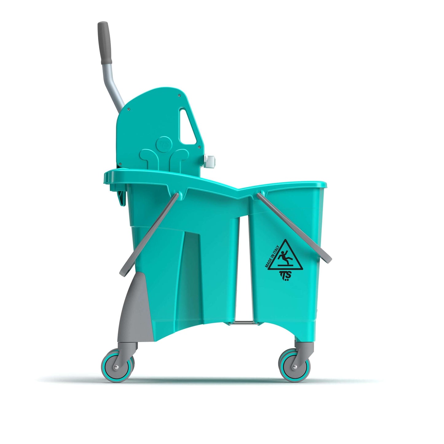 Carrinho Limpeza Duplo Ergo TTS com separador de águas e sistema de drenagem integrado.