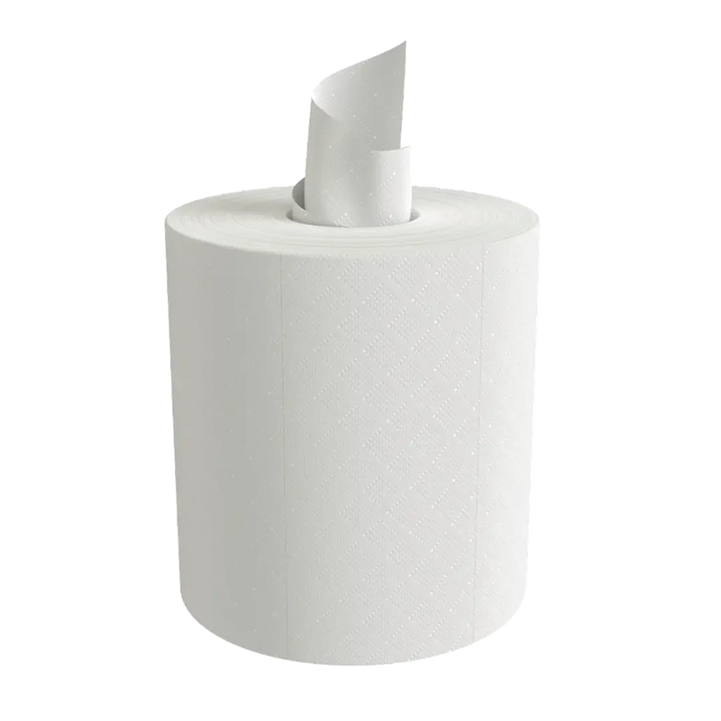 Papel Rolo Multiusos Espiral Renova Green Barril 180M | Rolo branco de folha dupla para uso versátil.