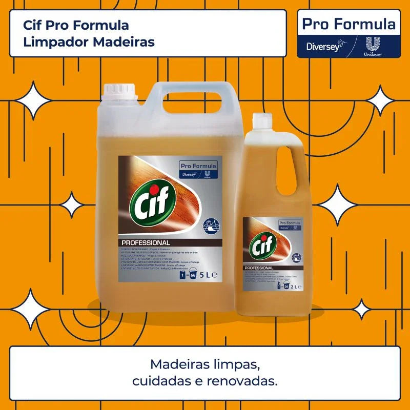 Imagem comercial promocional de Detergente Pavimentos Madeira com Sabão Cif Profissional