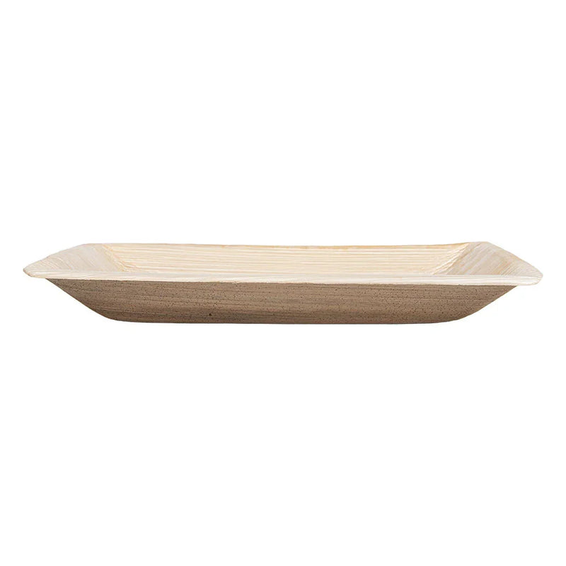 Prato Retangular Largo de Folha de Palmeira em formato rectangular, ideal para catering e eventos, pack com 25un.