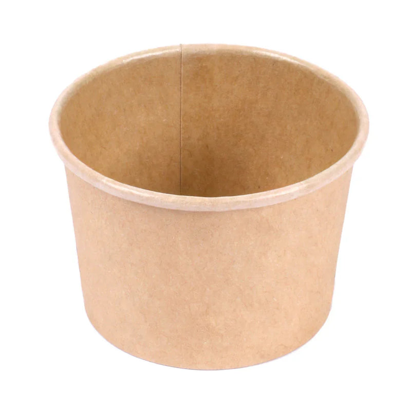 Molheira com Tampa Kraft 70ml em papel Kraft, ideal para molhos em take away, formato descartável e prático.