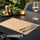 Toalhas de Mesa Individuais Kraft 30x40cm em mesa de restaurante de inspiração sustentável, com decoração elegantemente arrumada.