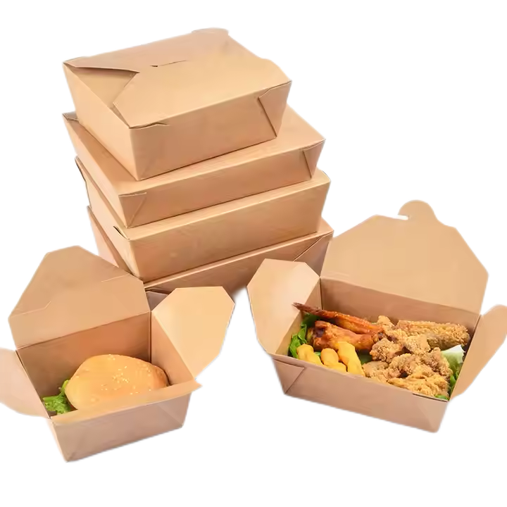 Embalagem Plana Kraft Take Away Comida Delivery 750ml 1250ml 1450ml 1990ml Vários Tamanhos Restaurantes