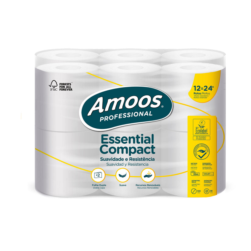 Papel Higiénico 2F Amoos Essential Compact 35 Metros (96 Rolos)